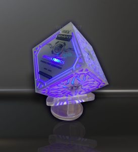 Plakat akrilik awarding dengan lampu led bisa custom