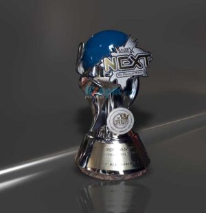 tempat pembuatan piala awarding dari logam dengan kombinasi bentuk bola dunia